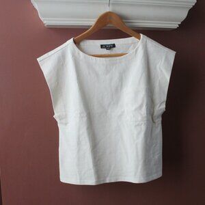 J.Crew Mariner Boatneck Muscle Tee White Top Shirt Women's Size Small Ivory